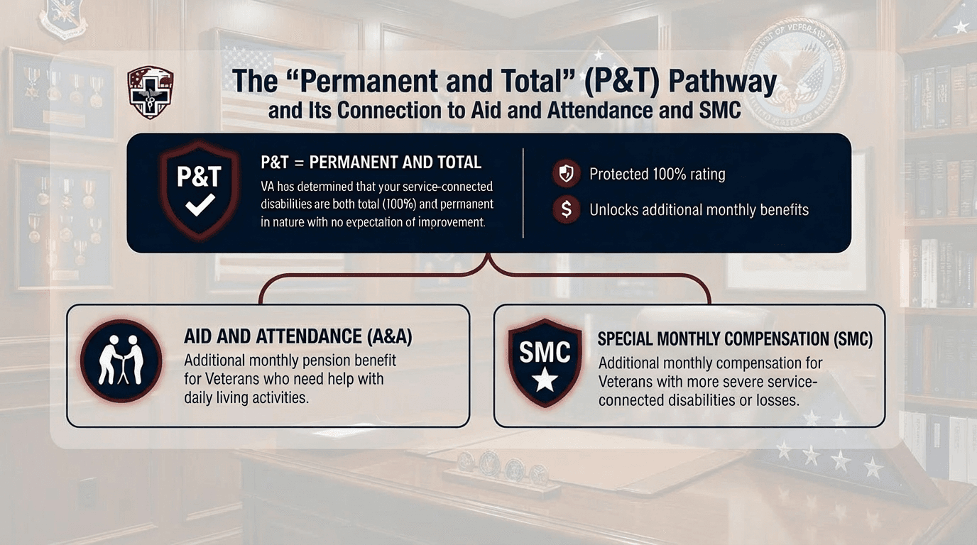 The "Permanent and Total" (P&T) Pathway and Its Connection to Aid and Attendance and SMC
