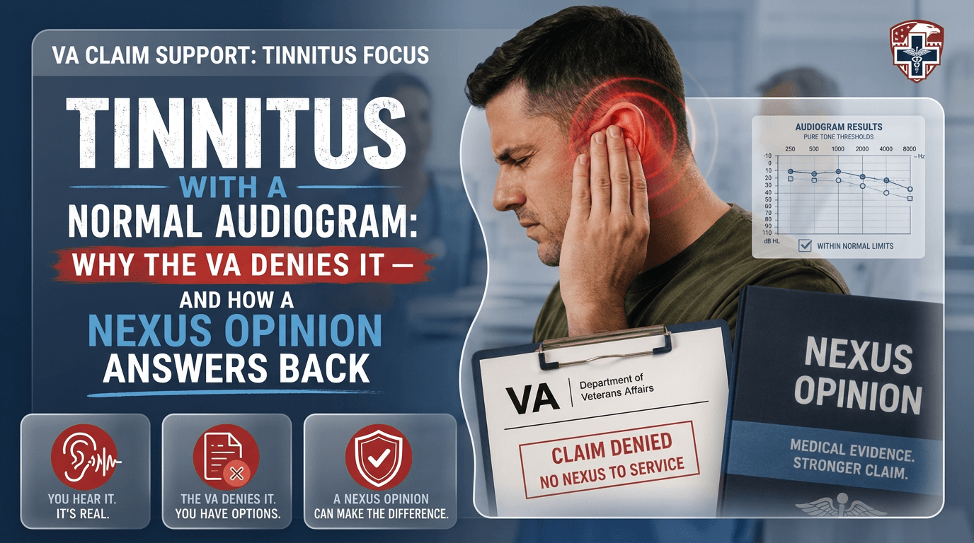 Tinnitus With a Normal Audiogram: Why the VA Denies It — and How a Nexus Opinion Answers Back